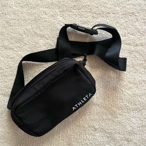 Athleta Black Fanny Pack Bag with Logo Accent